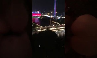 窗户旁对着广州塔猛干舞蹈老师 身材超好