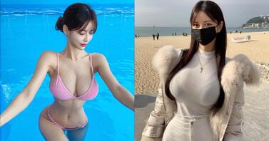 美乳正妹「穿羽绒衣也能超辣」，「飽滿的透视巨乳」让人狂盯！