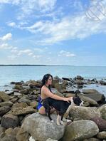 来一组海边清凉风，别总瑜伽裤了，以前的一个男友跟我去海边都脸红，哈哈。1