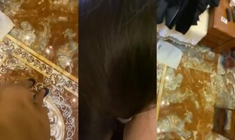 落地窗前和女友前戏